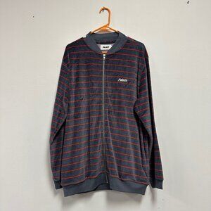 PALACE Skateboard Velour Zip Up Bomber Jacket Red Striped XLarge